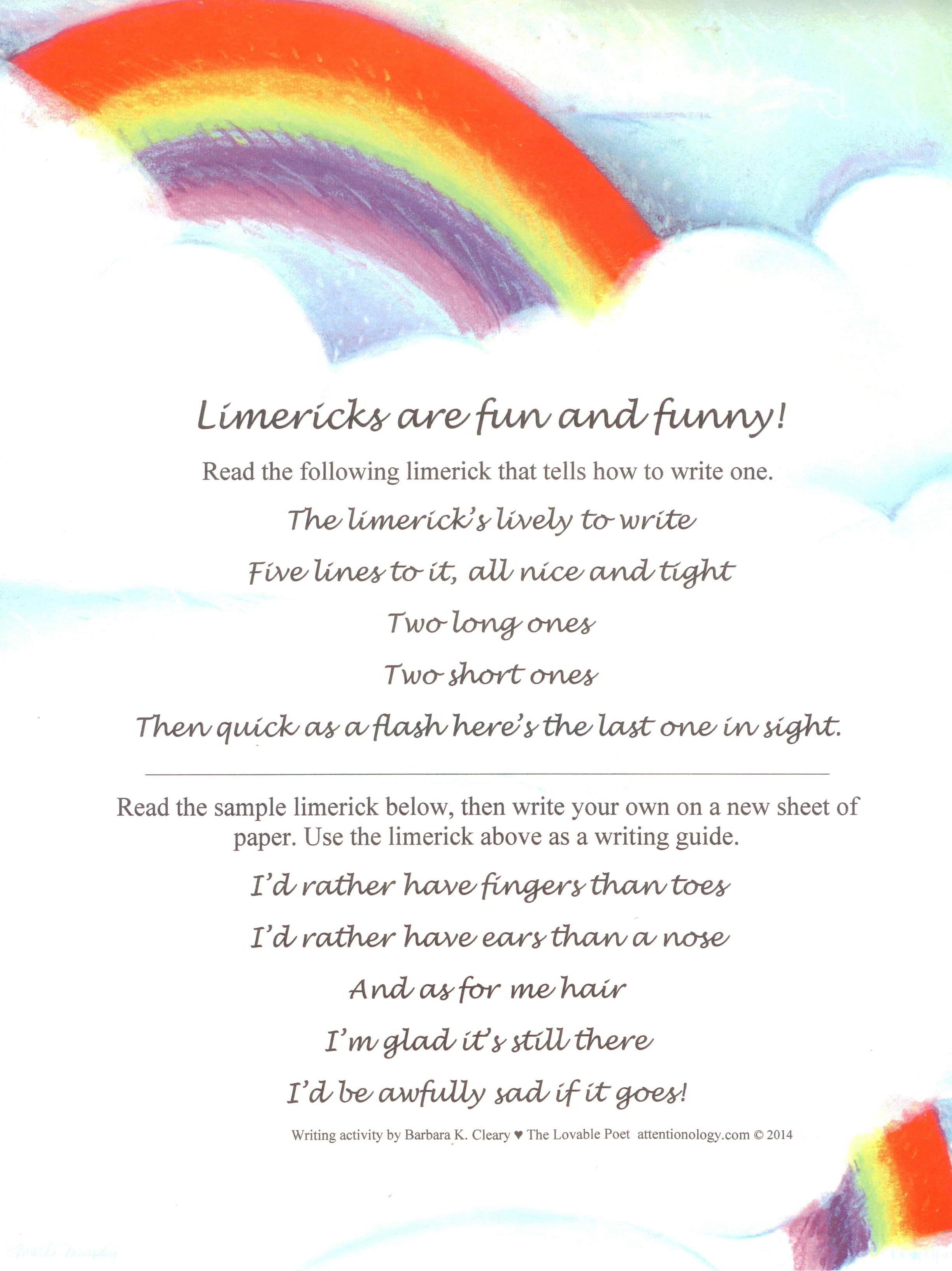 Writing Limericks For Elementary Students Essaywritingmyselfsample